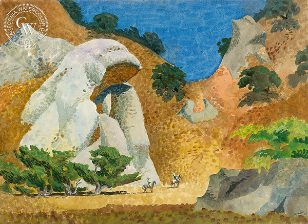 Mexican Riders, 1955, California art by Tom Van Sant. HD giclee art prints for sale at CaliforniaWatercolor.com - original California paintings, & premium giclee prints for sale