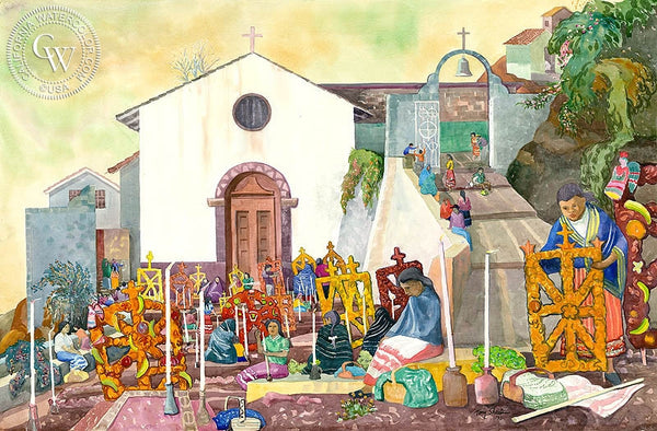 Morning of the Angels, Lake Patzcuaro, California art by Tony Sheets. HD giclee art prints for sale at CaliforniaWatercolor.com - original California paintings, & premium giclee prints for sale