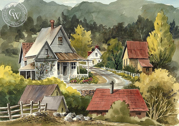 Angels Camp, California art by Virginia Tonetti. HD giclee art prints for sale at CaliforniaWatercolor.com - original California paintings, & premium giclee prints for sale