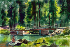 Truckee River, California art by Wayne La Com. HD giclee art prints for sale at CaliforniaWatercolor.com - original California paintings, & premium giclee prints for sale