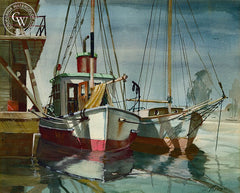 Mooring, California art by Wilfrid Provan. HD giclee art prints for sale at CaliforniaWatercolor.com - original California paintings, & premium giclee prints for sale