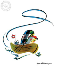 Little Toot's Figure 8, 1939, California art by Hardie Gramatky. HD giclee art prints for sale at CaliforniaWatercolor.com - original California paintings, & premium giclee prints for sale