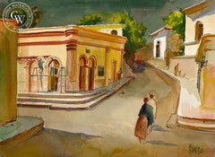 Calle Ignacio Zaragoza, 1963, California art by Milford Zornes. HD giclee art prints for sale at CaliforniaWatercolor.com - original California paintings, & premium giclee prints for sale