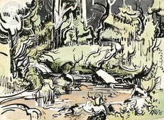 Creek in Vermont, 1975, California art by Milford Zornes. HD giclee art prints for sale at CaliforniaWatercolor.com - original California paintings, & premium giclee prints for sale