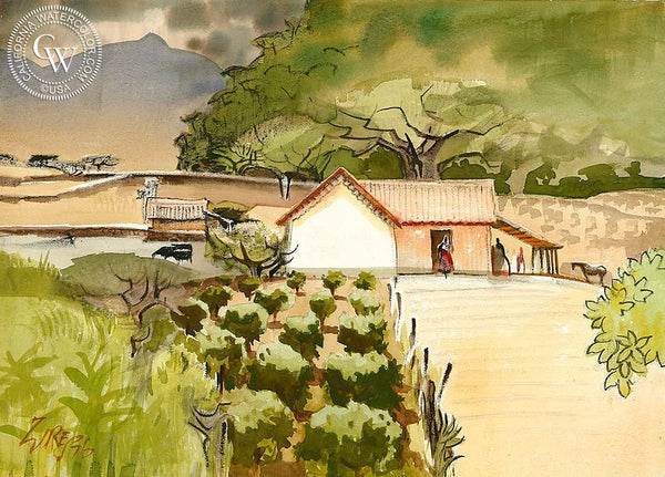 Estoncia de Colima, 1976, California art by Milford Zornes. HD giclee art prints for sale at CaliforniaWatercolor.com - original California paintings, & premium giclee prints for sale