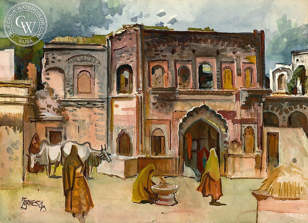 Old City of Delhi, 1943, California art by Milford Zornes. HD giclee art prints for sale at CaliforniaWatercolor.com - original California paintings, & premium giclee prints for sale