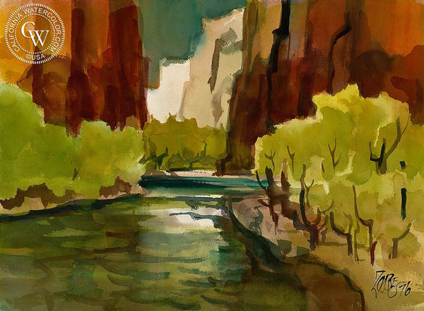 Virgin River, Utah, 1976, California art by Milford Zornes. HD giclee art prints for sale at CaliforniaWatercolor.com - original California paintings, & premium giclee prints for sale