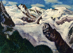 Chamonix, France, c. 1970's, California art by Millard Sheets. HD giclee art prints for sale at CaliforniaWatercolor.com - original California paintings, & premium giclee prints for sale