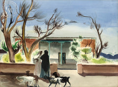 Visitando, 1943, California art by Millard Sheets. HD giclee art prints for sale at CaliforniaWatercolor.com - original California paintings, & premium giclee prints for sale