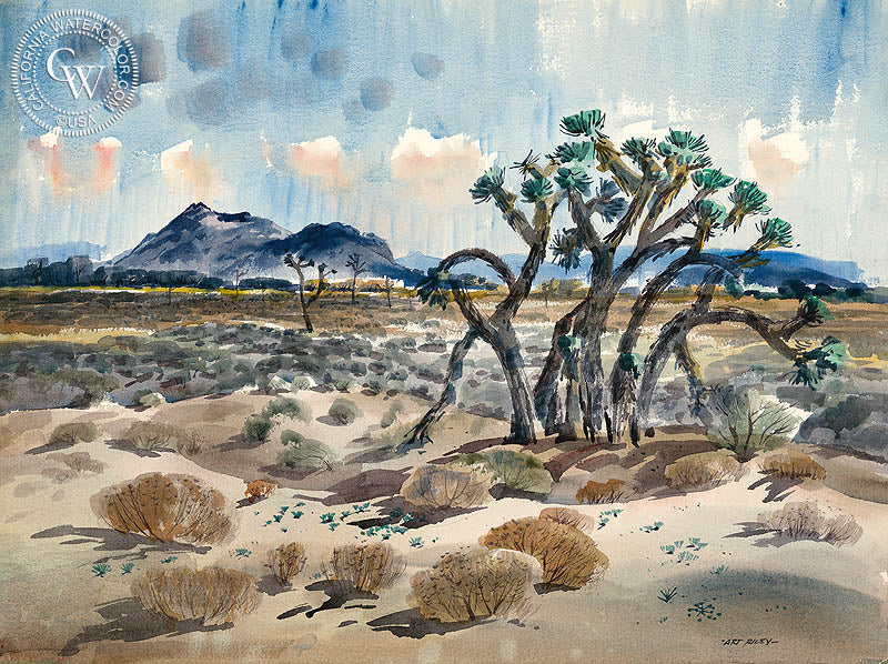 Joshua Tree, watercolor painting by Art Riley  (American art). Fine art giclée print reproduction by California Watercolor for wall decor.