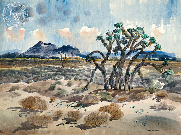Joshua Tree, California art by Art Riley. Museum quality fine art giclée prints for sale at CaliforniaWatercolor.com - original California paintings, & premium giclée prints for sale