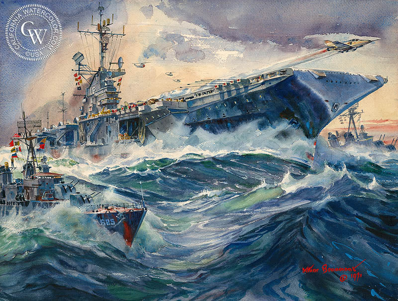 Guard Mail, c. 1940s, California art by Arthur Beaumont. HD giclee art prints for sale at CaliforniaWatercolor.com - original California paintings, & premium giclee prints for sale