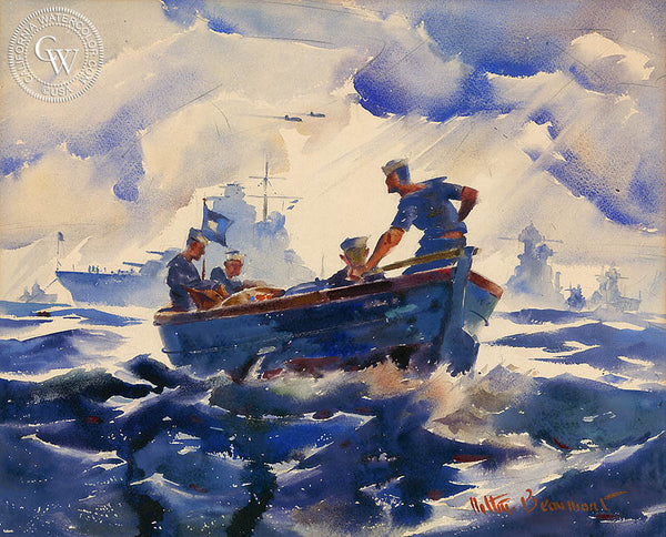 Guard Mail, c. 1940s, California art by Arthur Beaumont. HD giclee art prints for sale at CaliforniaWatercolor.com - original California paintings, & premium giclee prints for sale