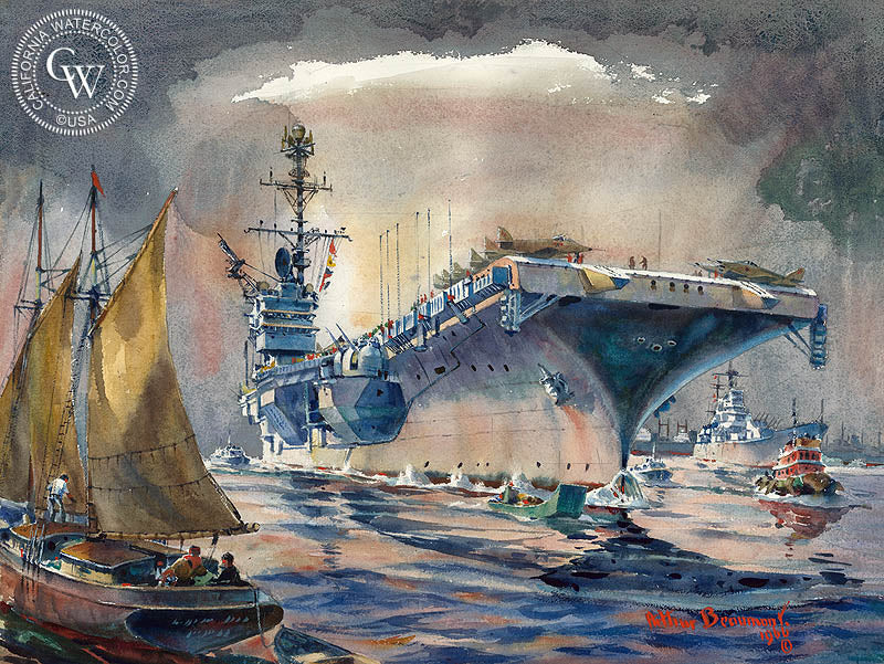 Overseas Deployment, 1966, California art by Arthur Beaumont. HD giclee art prints for sale at CaliforniaWatercolor.com - original California paintings, & premium giclee prints for sale