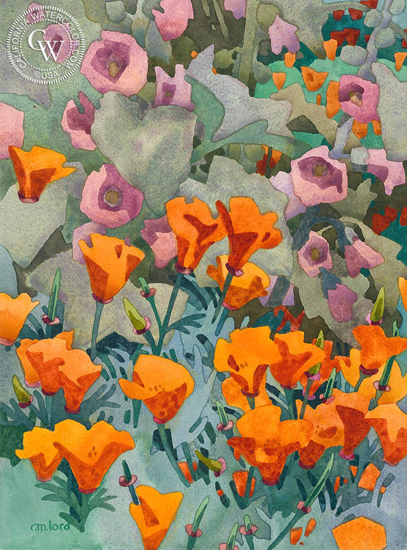 Abra Abril, 2011, watercolor painting by Carolyn Lord  (American art). Fine art giclée print reproduction by California Watercolor for wall decor.