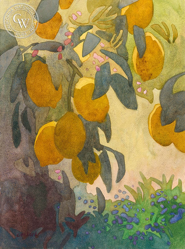 Lemon Shade, watercolor painting by Carolyn Lord  (American art). Fine art giclée print reproduction by California Watercolor for wall decor.
