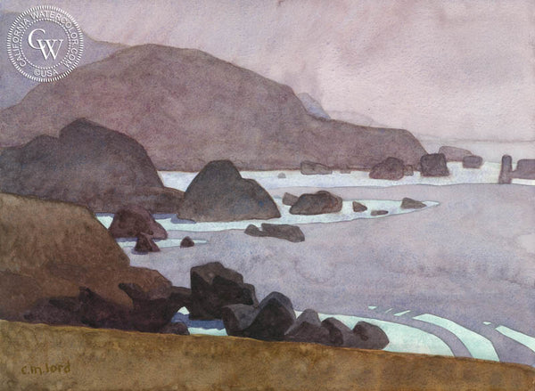 Still Waters Along the Pacific, (Mendocino), California art by Carolyn Lord. Museum quality fine art giclée prints for sale at CaliforniaWatercolor.com - original California paintings, & premium giclée prints for sale