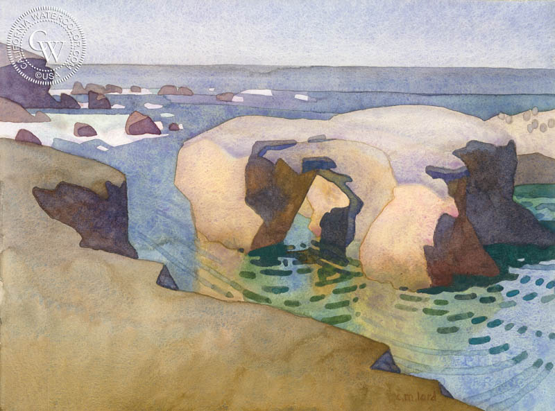 October Morning at Point Bouchon, 2017, watercolor painting by Carolyn Lord  (American art). Fine art giclée print reproduction by California Watercolor for wall decor.
