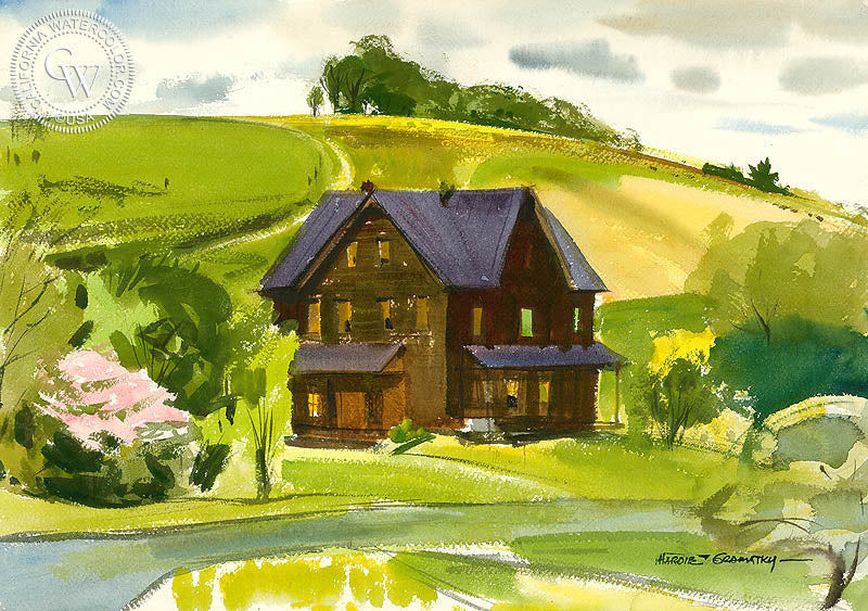 Waiting for Summer, 1966, watercolor painting by Hardie Gramatky  (American art). Fine art giclée print reproduction by California Watercolor for wall decor.