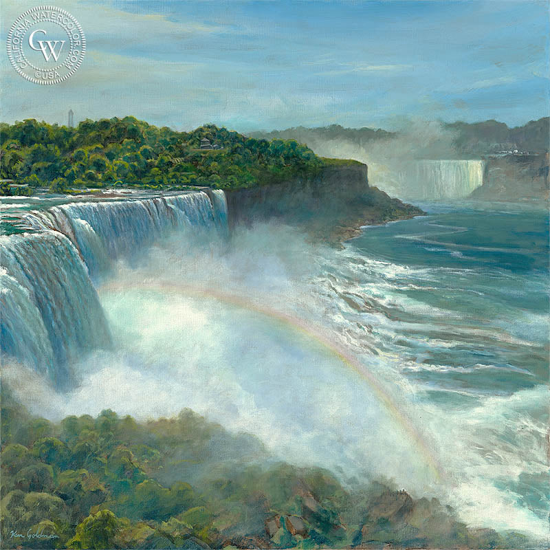 Niagara Falls, 2021, watercolor painting by Ken Goldman  (American art). Fine art giclée print reproduction by California Watercolor for wall decor.