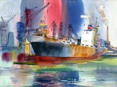 Awaiting Drydock, 2000 by Ken Potter, California art, original California watercolor art for sale, fine art print for sale, giclee watercolor print - CaliforniaWatercolor.com