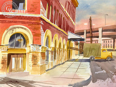 California Vulcan Macaroni Co., 1961, California art by Ken Potter. Museum quality fine art giclée prints for sale at CaliforniaWatercolor.com - original California paintings, & premium giclée prints for sale