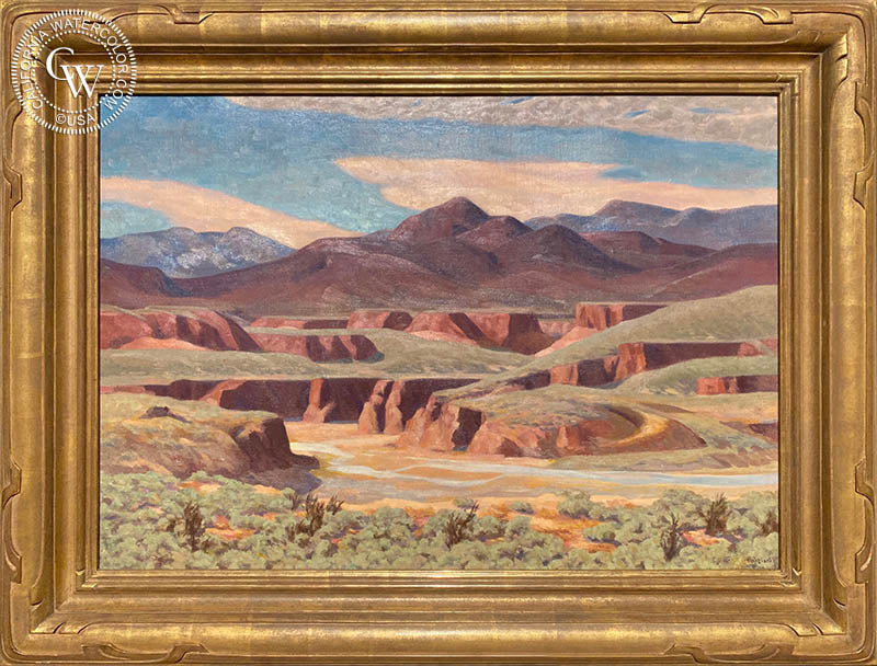 Desert Plateaus, oil painting by Oscar Galgiani (American art). Original painting by California Watercolor for wall decor.