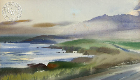 Approach to Big Sur from the South, 1956, California art by Rex Brandt. Museum quality giclée fine art prints for sale at CaliforniaWatercolor.com - original California paintings, & premium giclée prints for sale