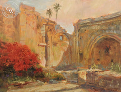 Sleeping Cat, an original acrylic painting by Rick Delanty. Museum quality California art for sale at CaliforniaWatercolor.com