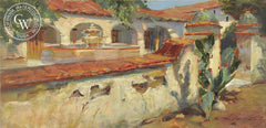 Mission San Miguel, an original acrylic painting by Rick Delanty. Museum quality California art for sale at CaliforniaWatercolor.com