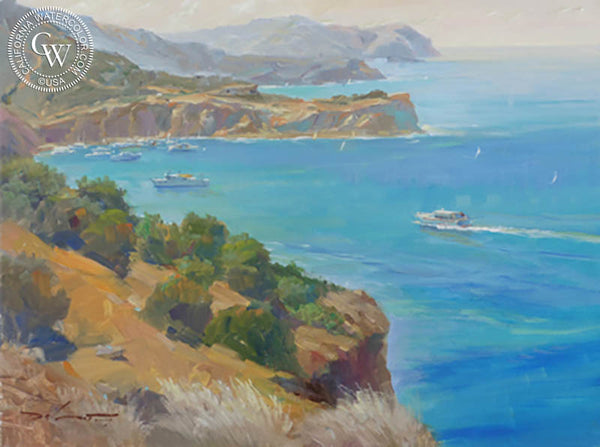 Shark Harbor, Catalina, an original acrylic painting by Rick Delanty. Museum quality California art for sale at CaliforniaWatercolor.com