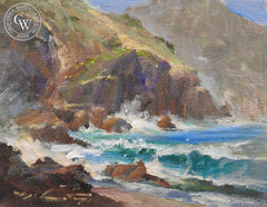 Shark Harbor, Catalina, an original acrylic painting by Rick Delanty. Museum quality California art for sale at CaliforniaWatercolor.com