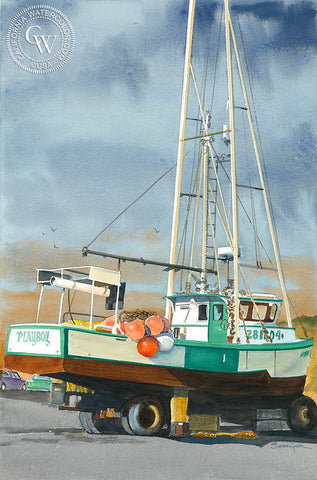 Playboy, Port Orford, OR, California art by Steve Santmyer. HD giclee art prints for sale at CaliforniaWatercolor.com - original California paintings, & premium giclee prints for sale