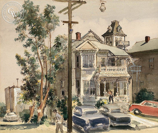 White House, California art by Alex Ignatiev. HD giclee art prints for sale at CaliforniaWatercolor.com - original California paintings, & premium giclee prints for sale
