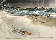 A Walk on the Beach, California art by Art Riley. HD giclee art prints for sale at CaliforniaWatercolor.com - original California paintings, & premium giclee prints for sale
