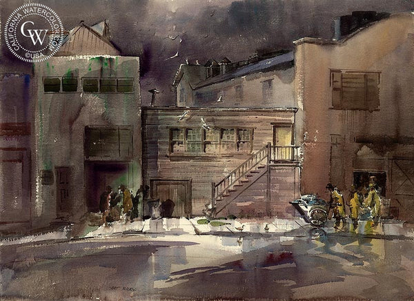 Back of Cannery Row, California art by Art Riley. HD giclee art prints for sale at CaliforniaWatercolor.com - original California paintings, & premium giclee prints for sale