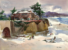 Seaside Restaurant, California art by Art Riley. HD giclee art prints for sale at CaliforniaWatercolor.com - original California paintings, & premium giclee prints for sale