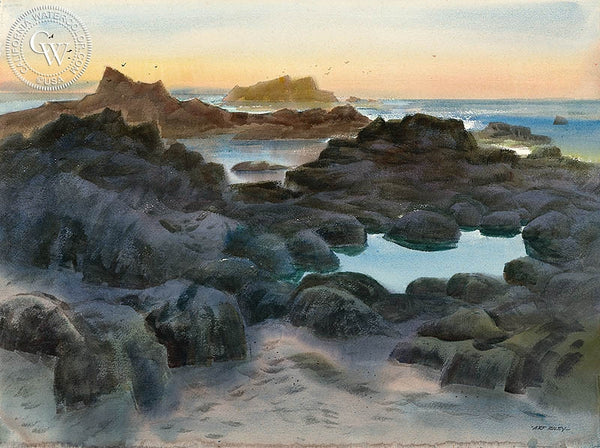 Tide Pools, California art by Art Riley. HD giclee art prints for sale at CaliforniaWatercolor.com - original California paintings, & premium giclee prints for sale