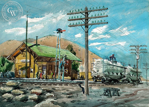 Vincent, Mint Canyon, CA, 1959, California art by Art Riley. HD giclee art prints for sale at CaliforniaWatercolor.com - original California paintings, & premium giclee prints for sale