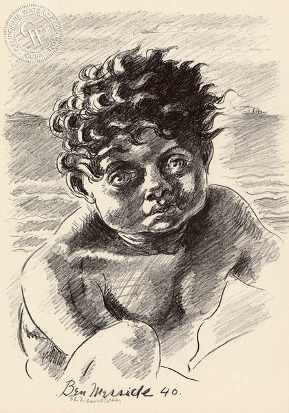 Ben Messick - Black Child, 1940 - California art - fine art print for sale, giclee watercolor print - Californiawatercolor.com