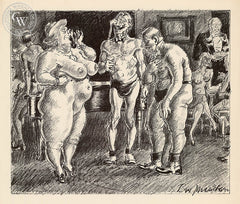 Ben Messick - Nudist Cocktail Party, 1940 - California art - fine art print for sale, giclee watercolor print - Californiawatercolor.com