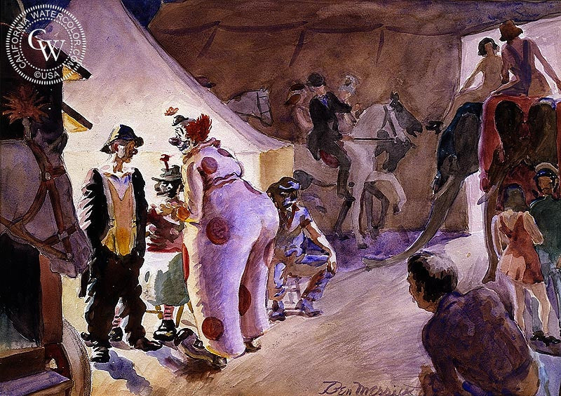 Waiting for the Spec, watercolor painting by Ben Messick  (American art). Fine art giclée print reproduction by California Watercolor for wall decor.