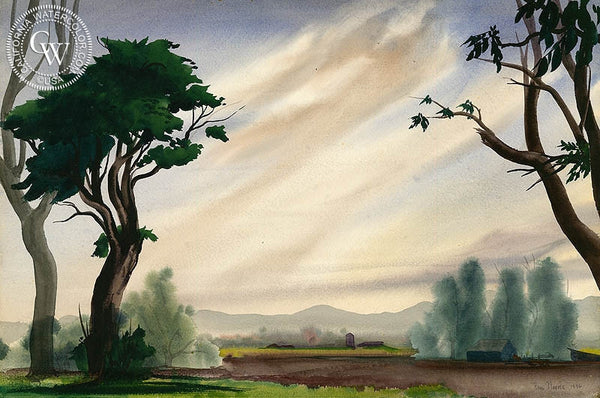 Ben Norris - Farm Country, 1936, California art, original California watercolor art for sale - CaliforniaWatercolor.com