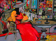 Lady in Red, California art by Betsy Dillard Stroud. HD giclee art prints for sale at CaliforniaWatercolor.com - original California paintings, & premium giclee prints for sale