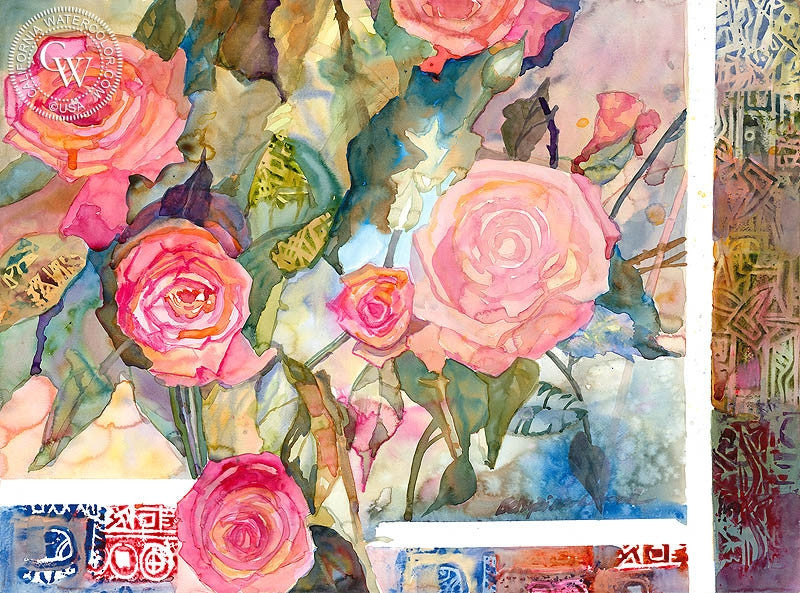 Roses for Joseph, watercolor painting by Betsy Dillard Stroud  (American art). Fine art giclée print reproduction by California Watercolor for wall decor.