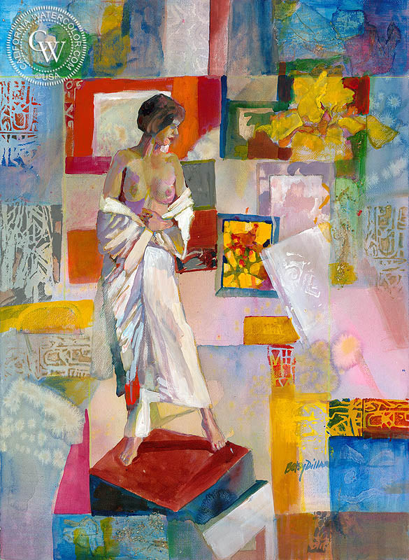 Studio Mysteries, watercolor painting by Betsy Dillard Stroud  (American art). Fine art giclée print reproduction by California Watercolor for wall decor.