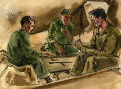 France, 1945, California art by Caesar Hernandez. HD giclee art prints for sale at CaliforniaWatercolor.com - original California paintings, & premium giclee prints for sale