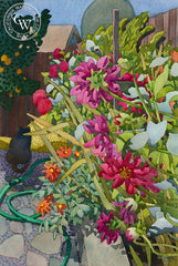 Barb's Garden, 1993, a California watercolor painting by Carolyn Lord. HD giclee art prints for sale at CaliforniaWatercolor.com - original California paintings, & premium giclee prints for sale