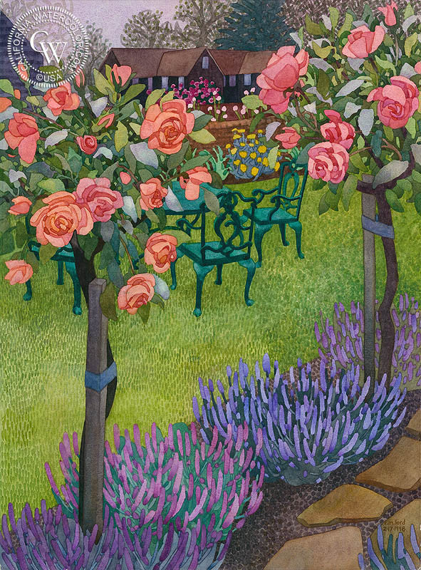 Berkshire Rapture, 1998, watercolor painting by Carolyn Lord  (American art). Fine art giclée print reproduction by California Watercolor for wall decor.