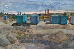 Blue Boxes, 2003, California art by Carolyn Lord. HD giclee art prints for sale at CaliforniaWatercolor.com - original California paintings, & premium giclee prints for sale